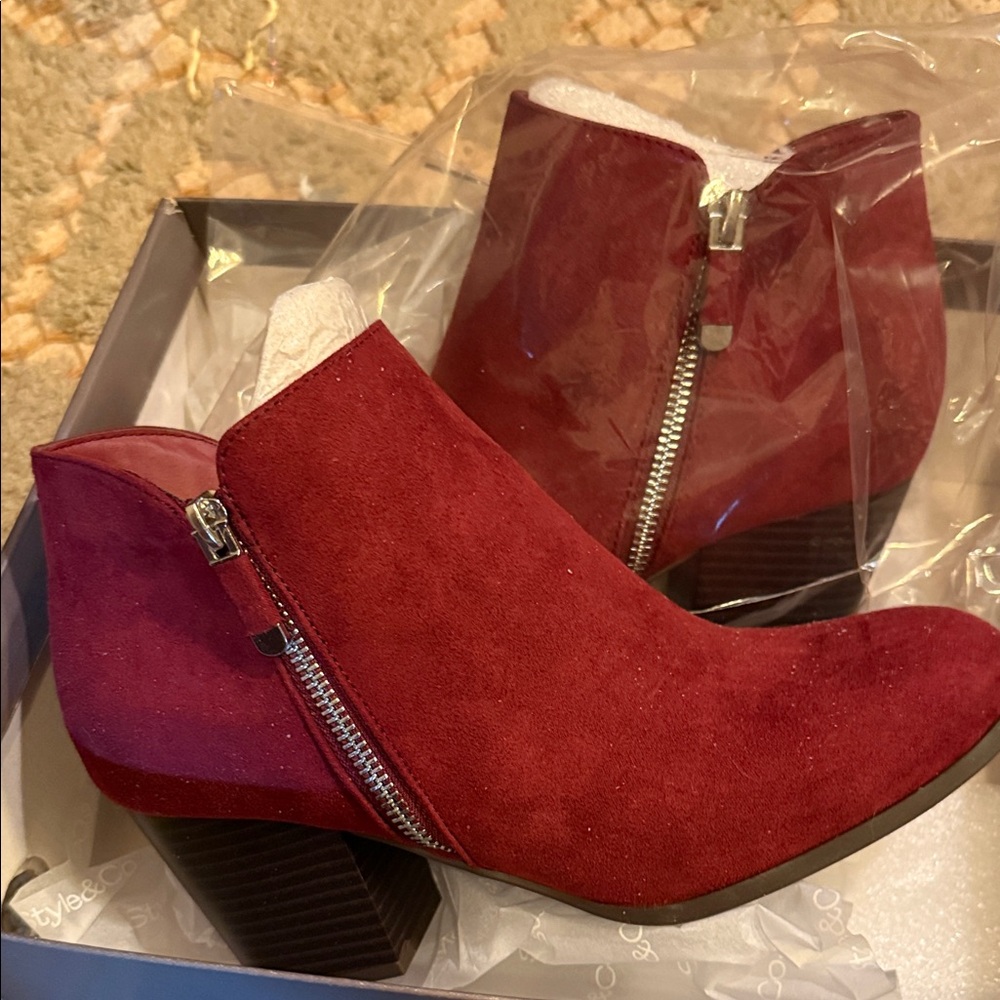 Style & Co. Burgundy Suede Ankle Boots